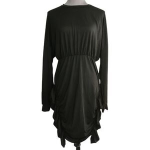 NWT I Saw It First Black Mini Dress Ruched Mock Neck Long Sleeves Women's Size S